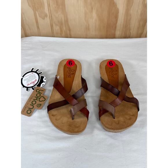 Yokono Flat Sandals IBIZA-013 Strappy Cork Bed Women's Brown Leather NWT Size 6 - Picture 4 of 6